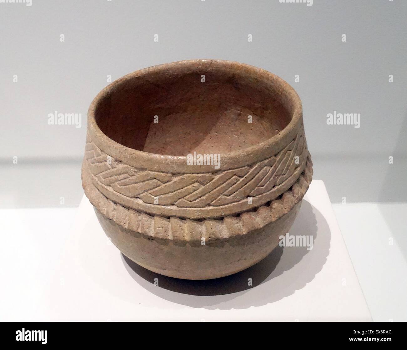 Keramikschale aus unbekannter Herkunft, Mexiko. Vom 600-900 n. Chr.. Stockfoto