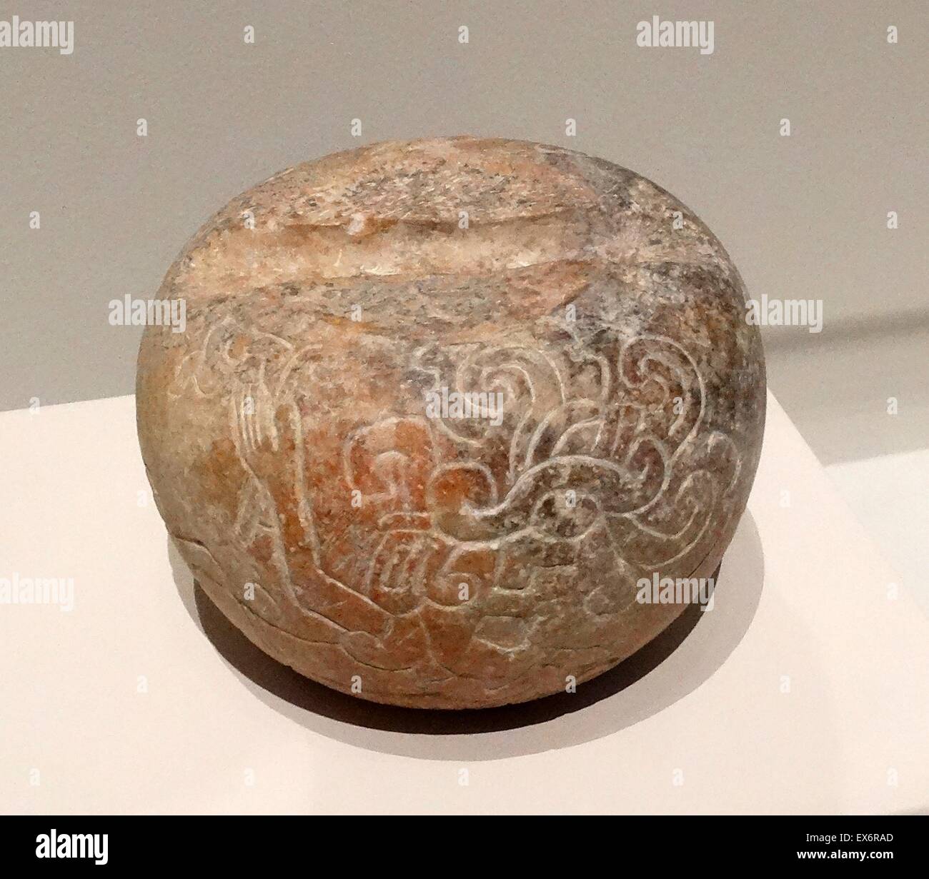 Kalkstein Ballspiel Marker Kugel aus Tabasco, Mexiko. Vom 250-900 n. Chr.. Stockfoto