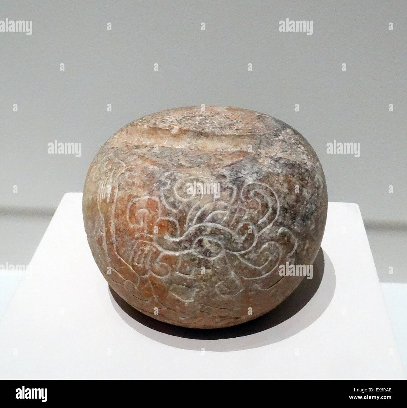Kalkstein Ballspiel Marker Kugel aus Tabasco, Mexiko. Vom 250-900 n. Chr.. Stockfoto