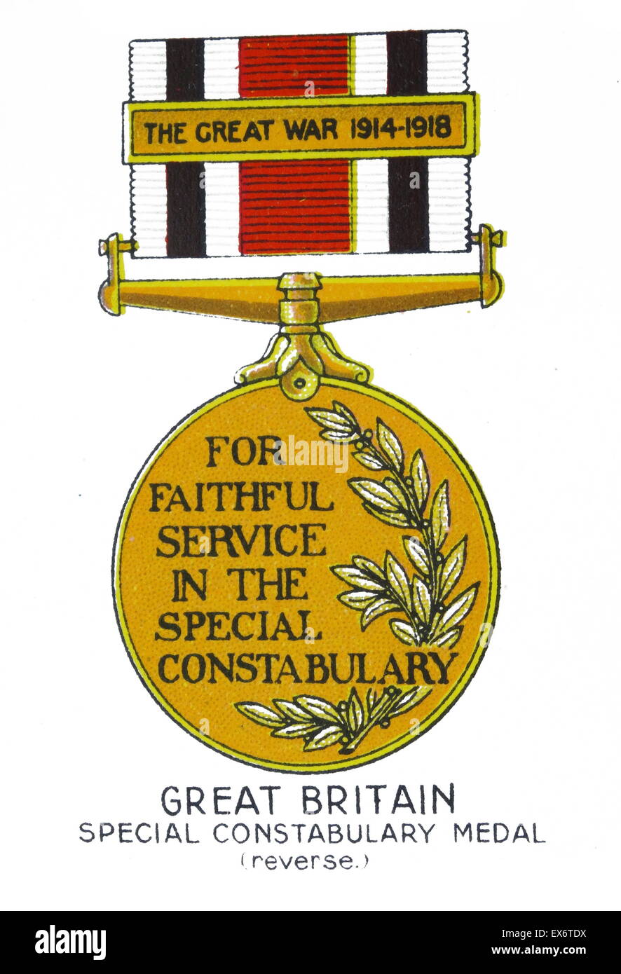Großbritannien, spezielle Constabulary-Medaille (rückwärts), 1. Weltkrieg. Stockfoto