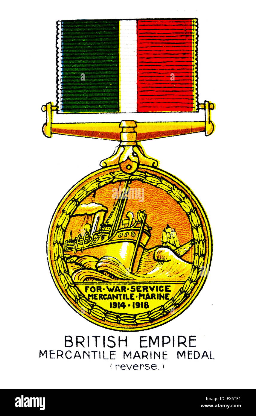 British Empire Mercantile Marine Medal (rückwärts), 1. Weltkrieg. Stockfoto