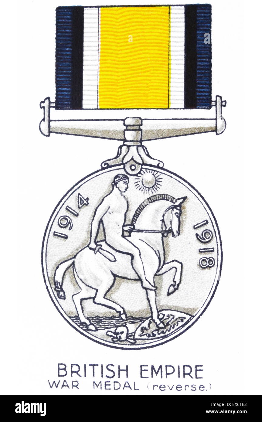 British Empire Krieg-Medaille (rückwärts), 1. Weltkrieg. Stockfoto