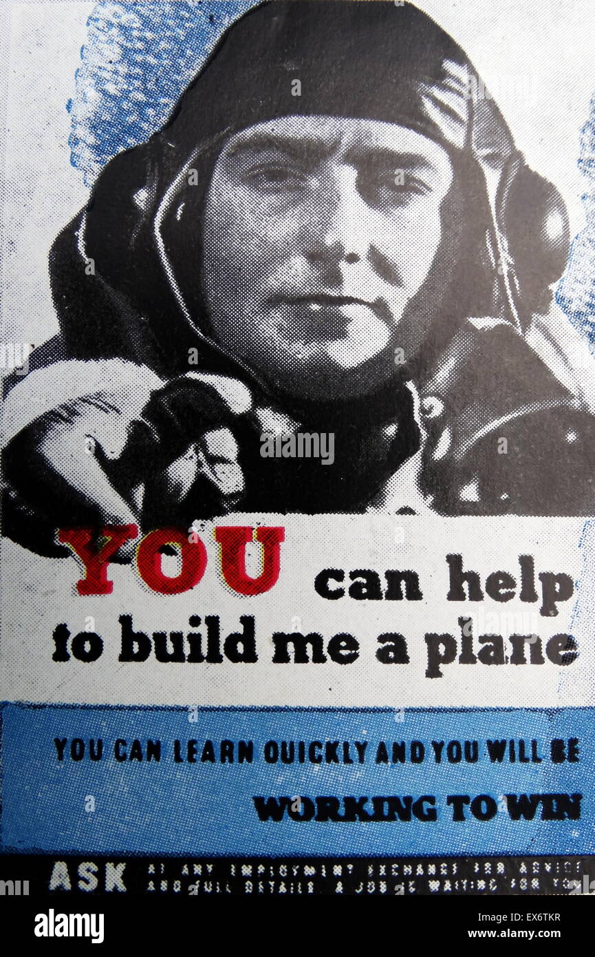 Britische Rekrutierung Plakat für Flugzeuge Fertigung Weltkrieg zwei 1940 Stockfoto