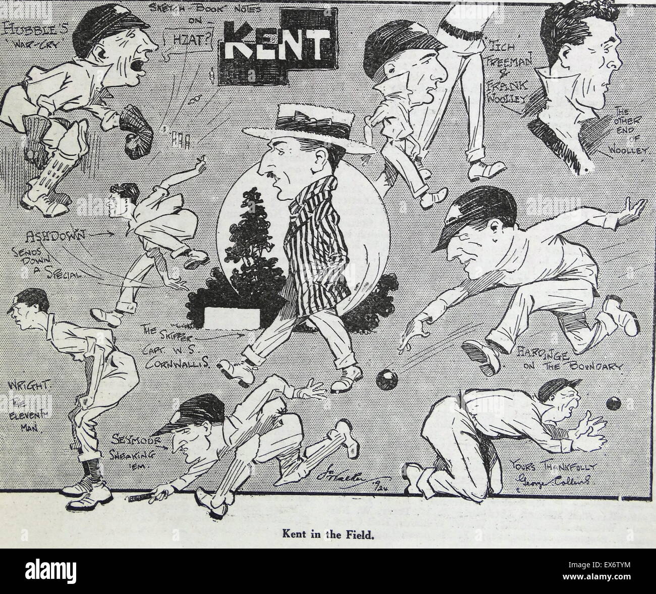 Karikatur von Kent-Cricket-Mannschaft 1938 Stockfoto