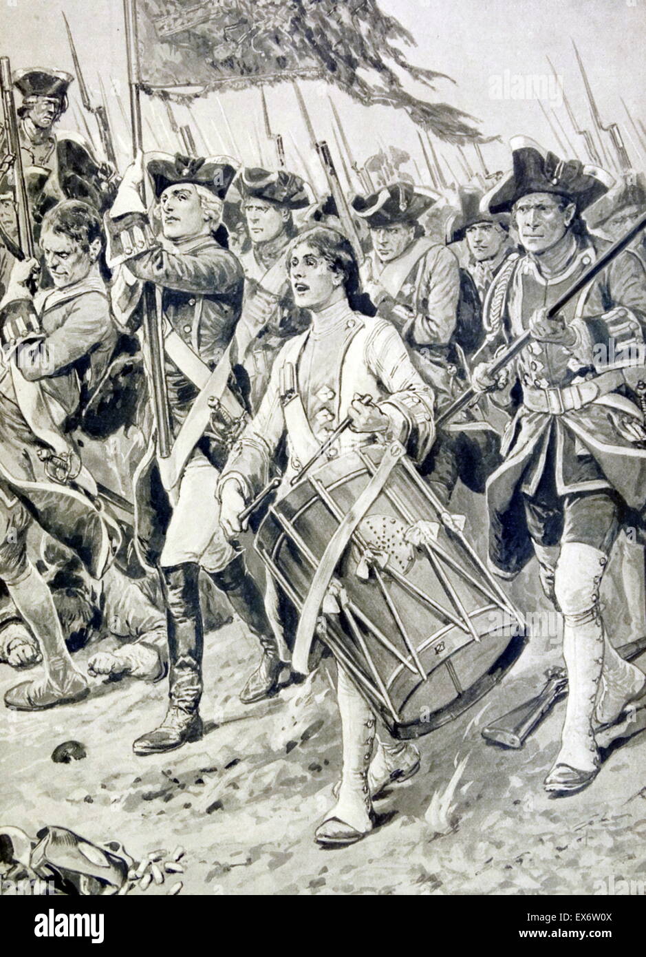 Die Schlacht von Dettingen (Deutsch: Schlacht Bei Dettingen) fand am 27. Juni 1743 in Dettingen auf dem Fluss Main, Deutschland, während des Krieges der österreichischen Reihenfolge. Die britischen Streitkräfte, im Bündnis mit denen von Hannover und Hessen, besiegte eine französische Armee Stockfoto