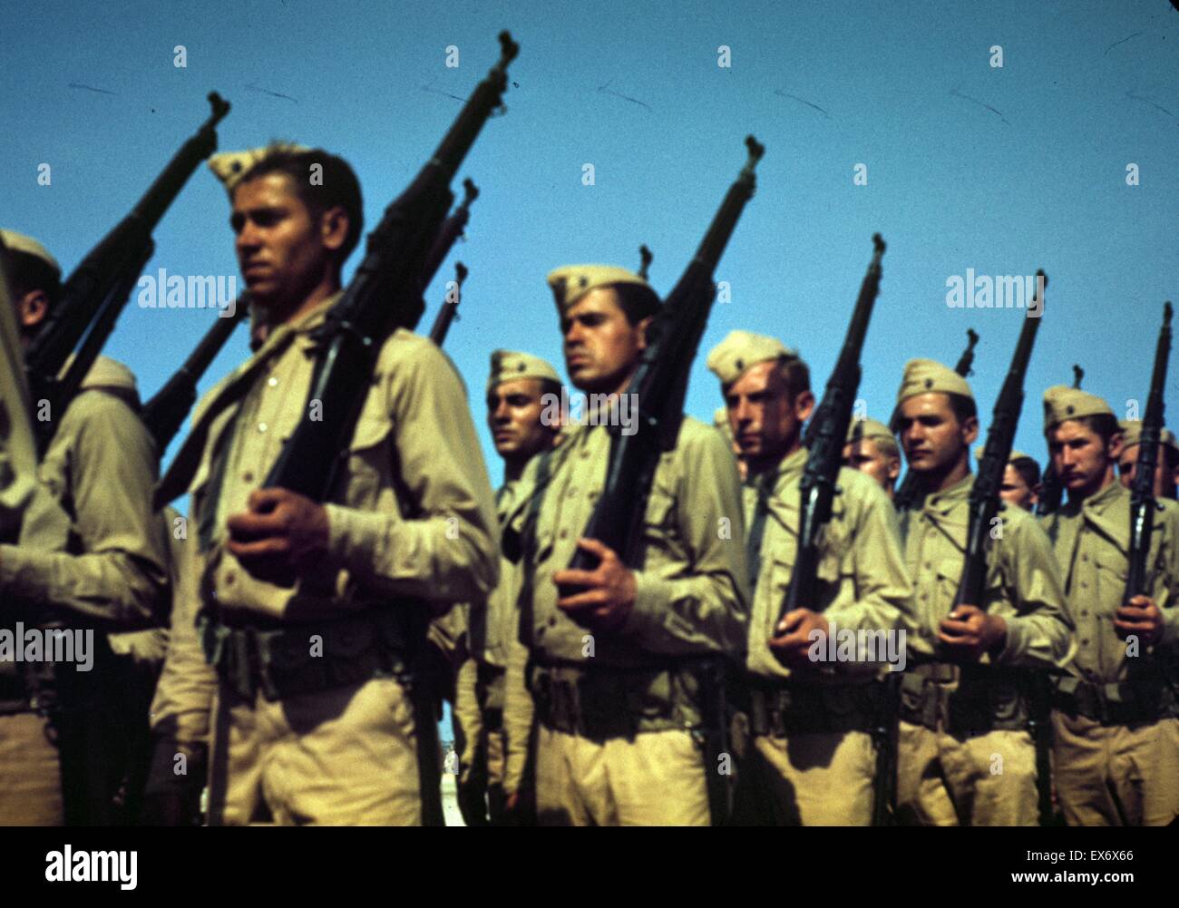 Marines Abschluss Ausbildung auf Parris Island, South Carolina. 1942. Stockfoto