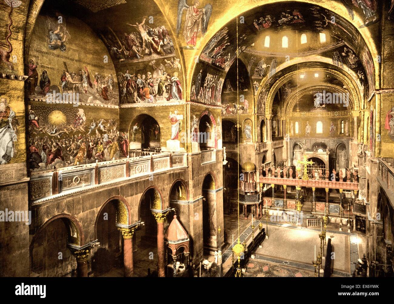 Innenraum der St.-Markus Kathedrale Venedig 1900 Stockfoto