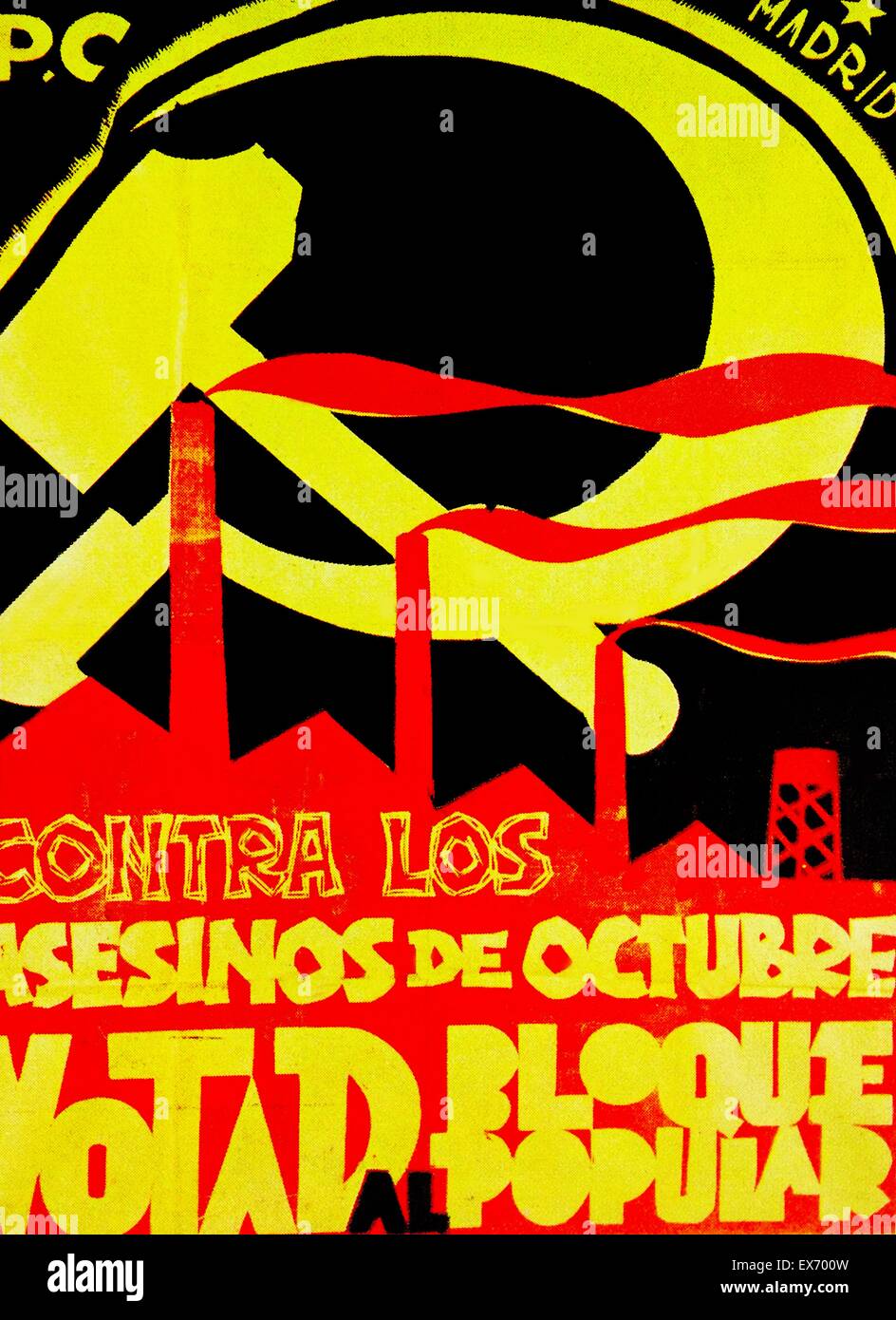 Spanische kommunistische Partei-Plakat für die Wahl von 1933 Stockfoto