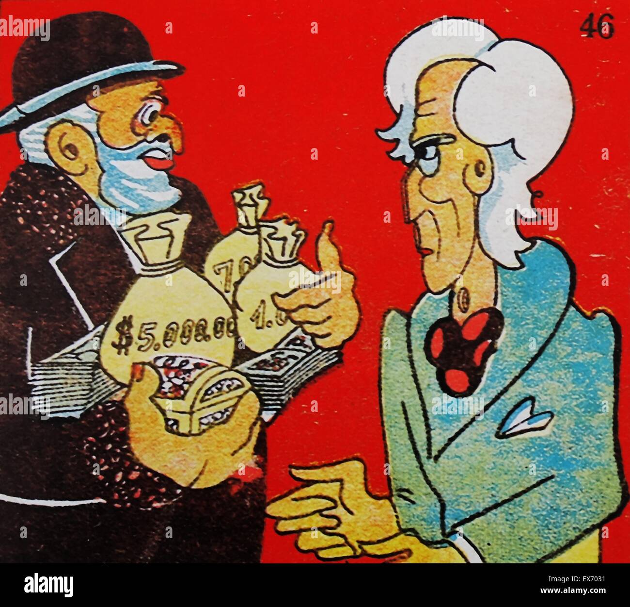 Antisemitische Karikatur veröffentlicht in Spanien mit Manuel Portela y Valladares (1868 – 1952) eine spanische politische Figur während der zweiten spanischen Republik. Minister des Innern im Jahre 1935. Premierminister von 1935-1936. Die Karikatur zeigt Valladares taki Stockfoto