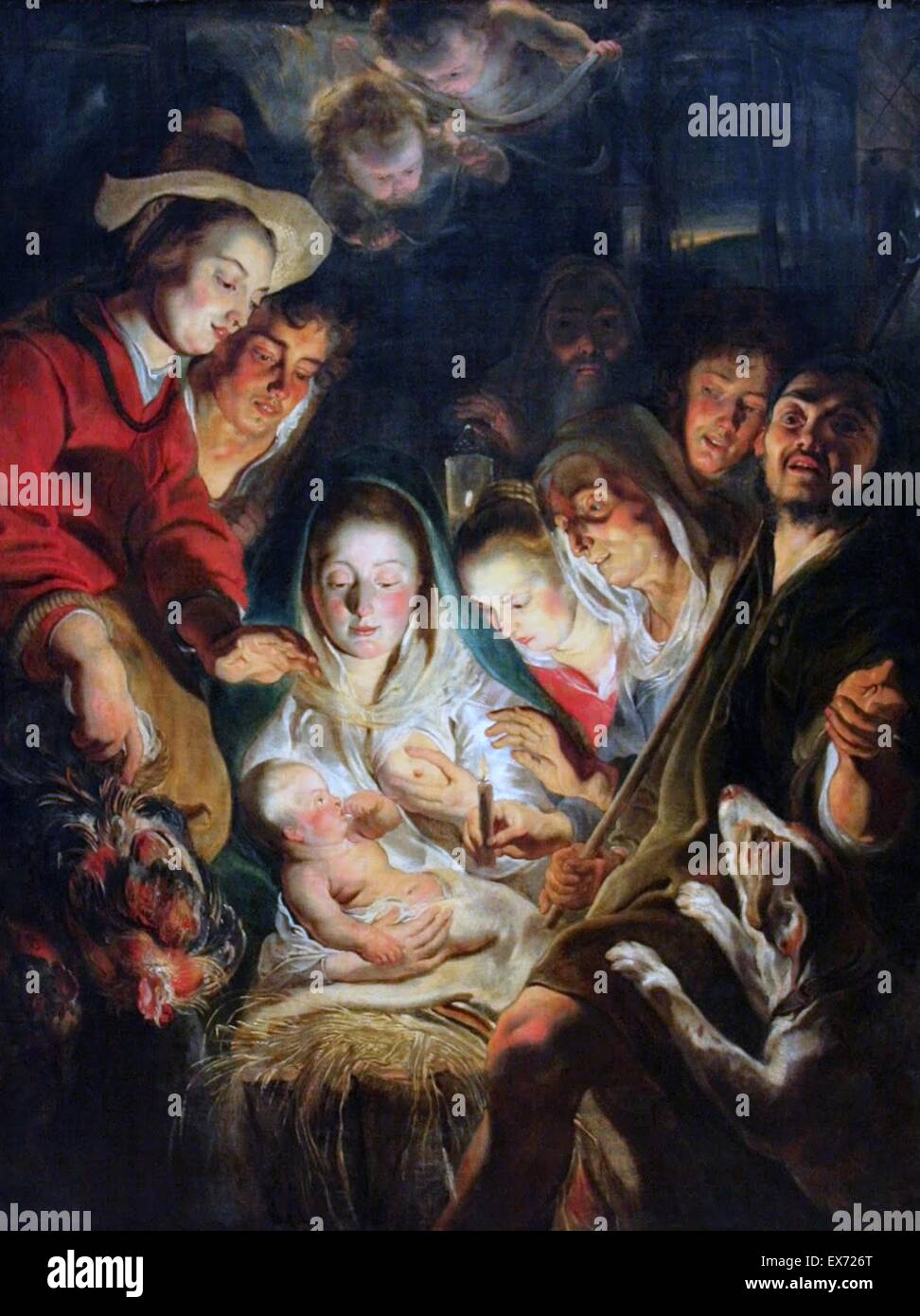 Die Anbetung der Hirten von Jacob Jordaens 1616 Stockfoto