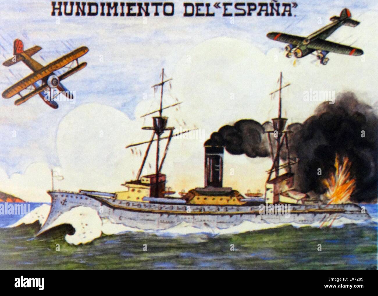 Jaime war ich das dritte und letzte Mitglied der Espana Klasse der Dreadnought-Schlachtschiffe der spanischen Marine. Jaime diente ich in der spanischen Flotte von 1921 bis 1937. Das Schiff war mit den Republikanern während des spanischen Bürgerkriegs. Jaime, die ich durch eine N beschädigt wurde Stockfoto