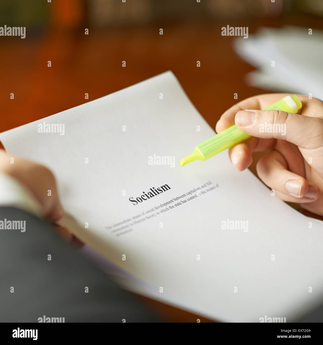 Sozialismus Definition Zusammensetzung Stockfoto