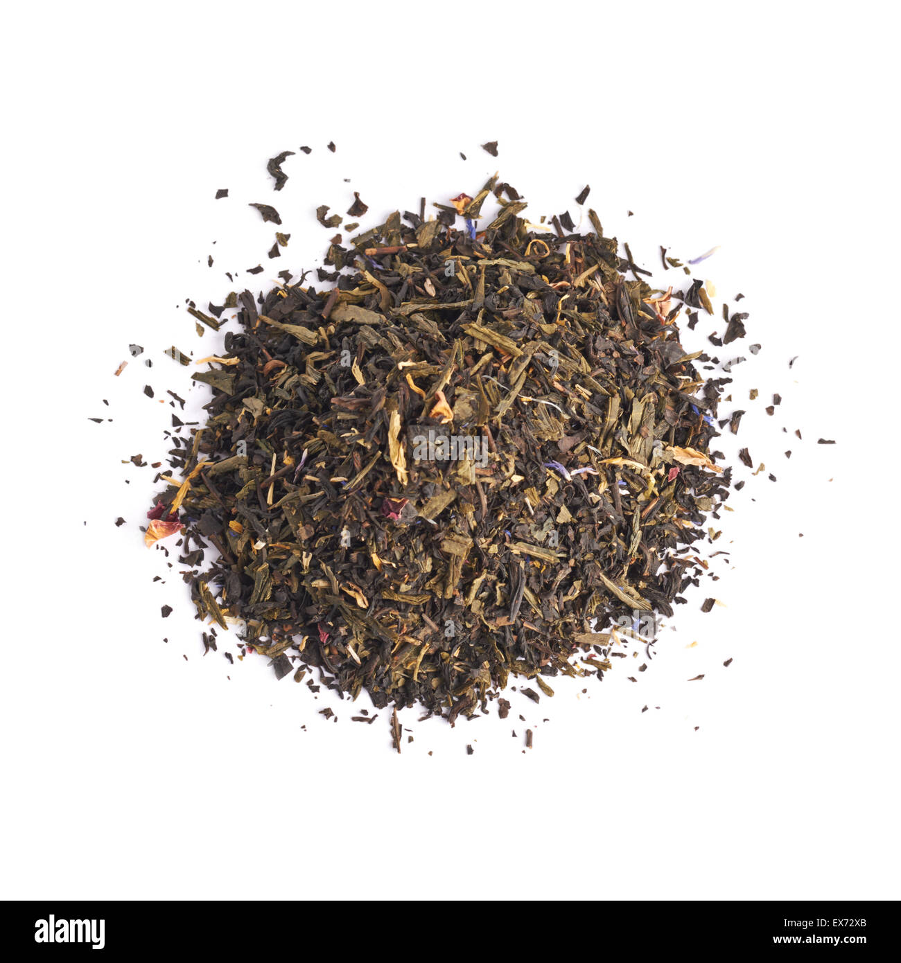Haufen von grünem Tee getrocknete Blätter Stockfoto