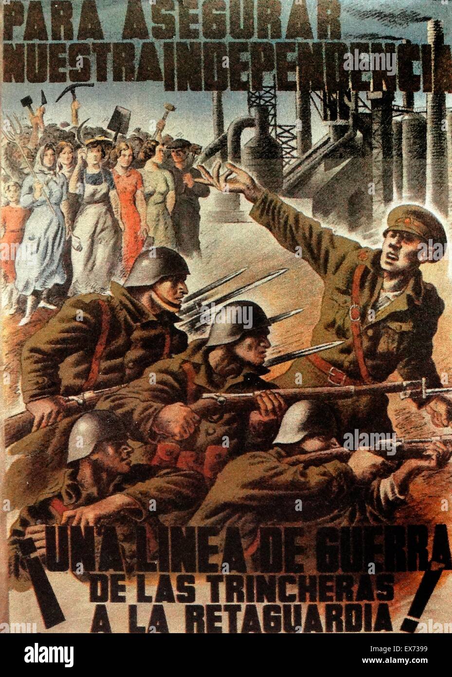Para Asegurar Nuestra Independencia (um unsere Unabhängigkeit zu gewährleisten) republikanischen Propagandaplakat aus dem spanischen Bürgerkrieg Stockfoto