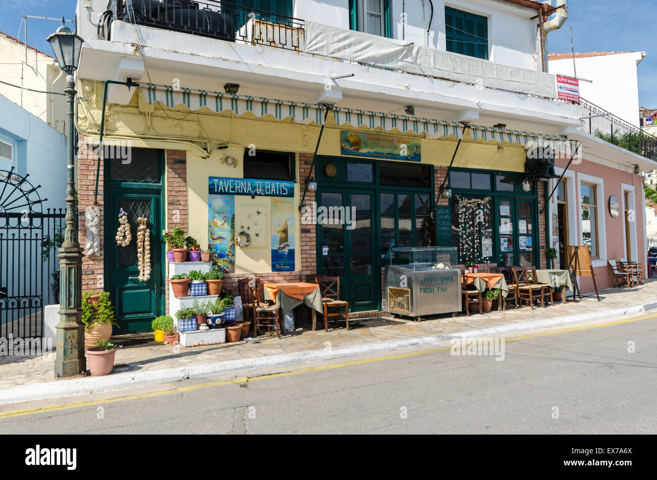 Taverne in Vathy Ithaka Griechenland Stockfoto