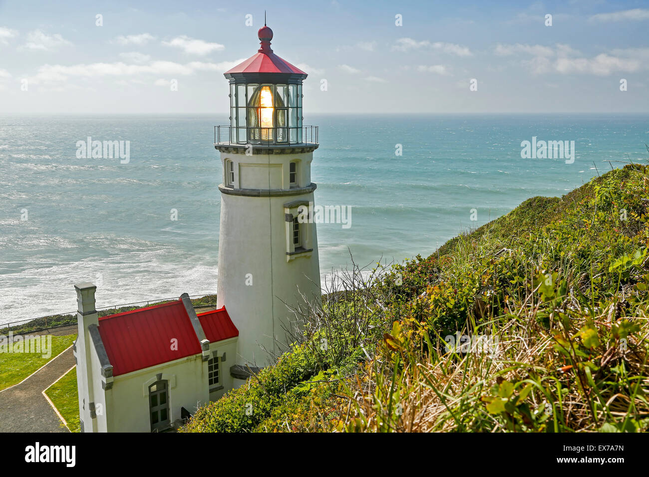 Heceta Head Lighthouse (State Park) und Werkraum, Oregon USA Stockfoto