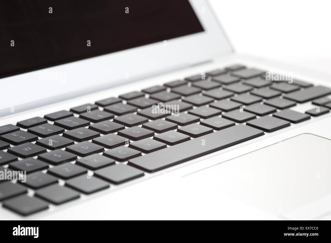 Laptop-Computer in einem Winkel Nahaufnahme geringe Schärfentiefe Stockfoto