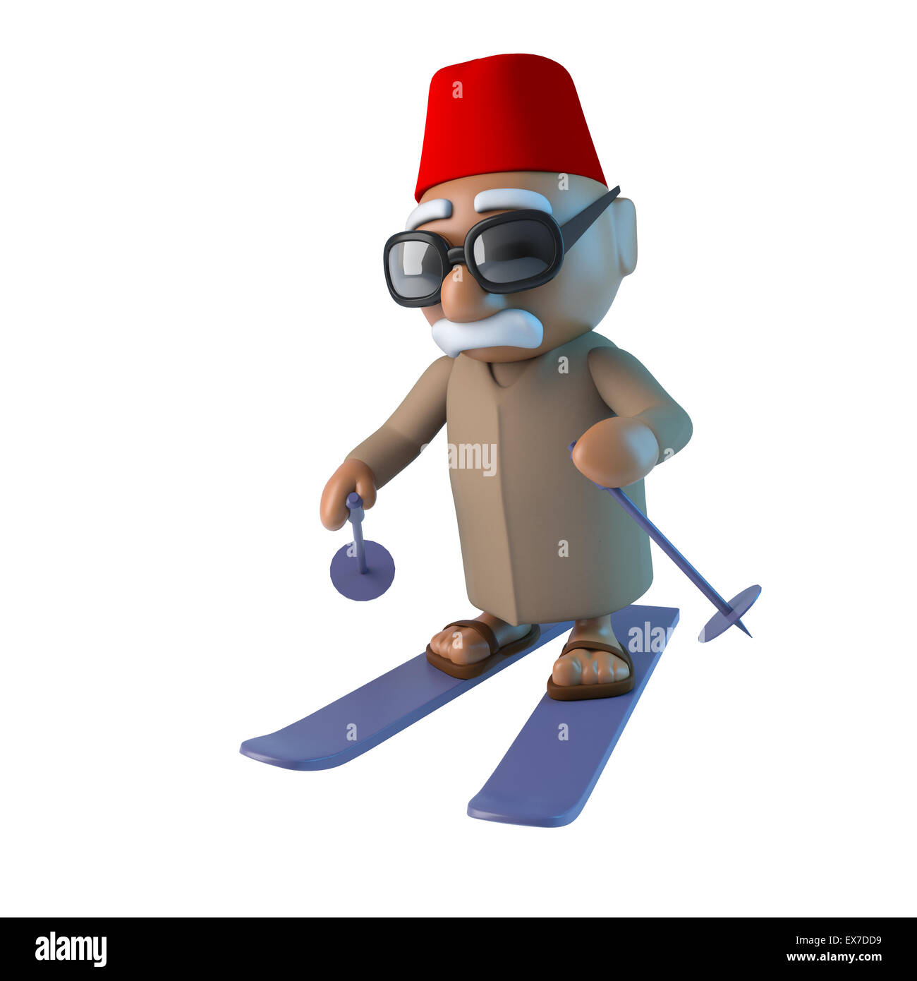 3D Rendering der Marokkaner auf Skiern Stockfoto