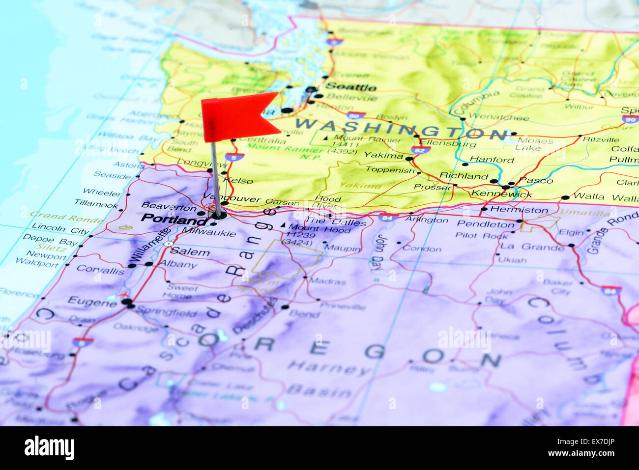 Portland Oregon Map Fotos Und Bildmaterial In Hoher Aufl Sung Alamy Portland Fixiert Auf Einer Karte Von Usa Ex7djp