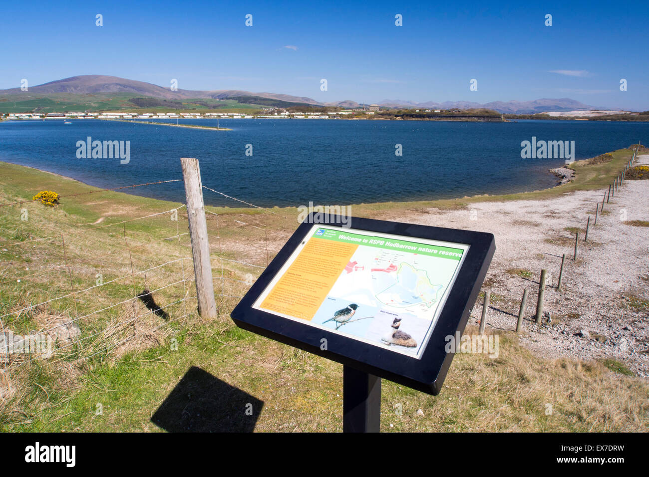 Hodbarrow Naturreservat in Millom mit Black Combe hinter, Cumbria, UK. Stockfoto