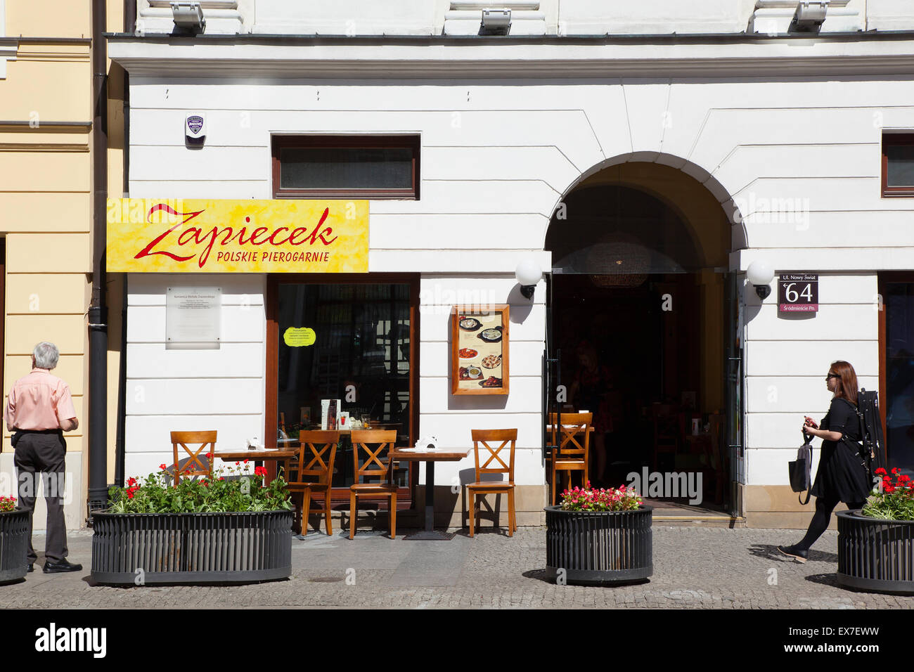 Polen, Warschau, Nowy Swiat, außen Piroggenstuben Pierogy Restaurant. Stockfoto