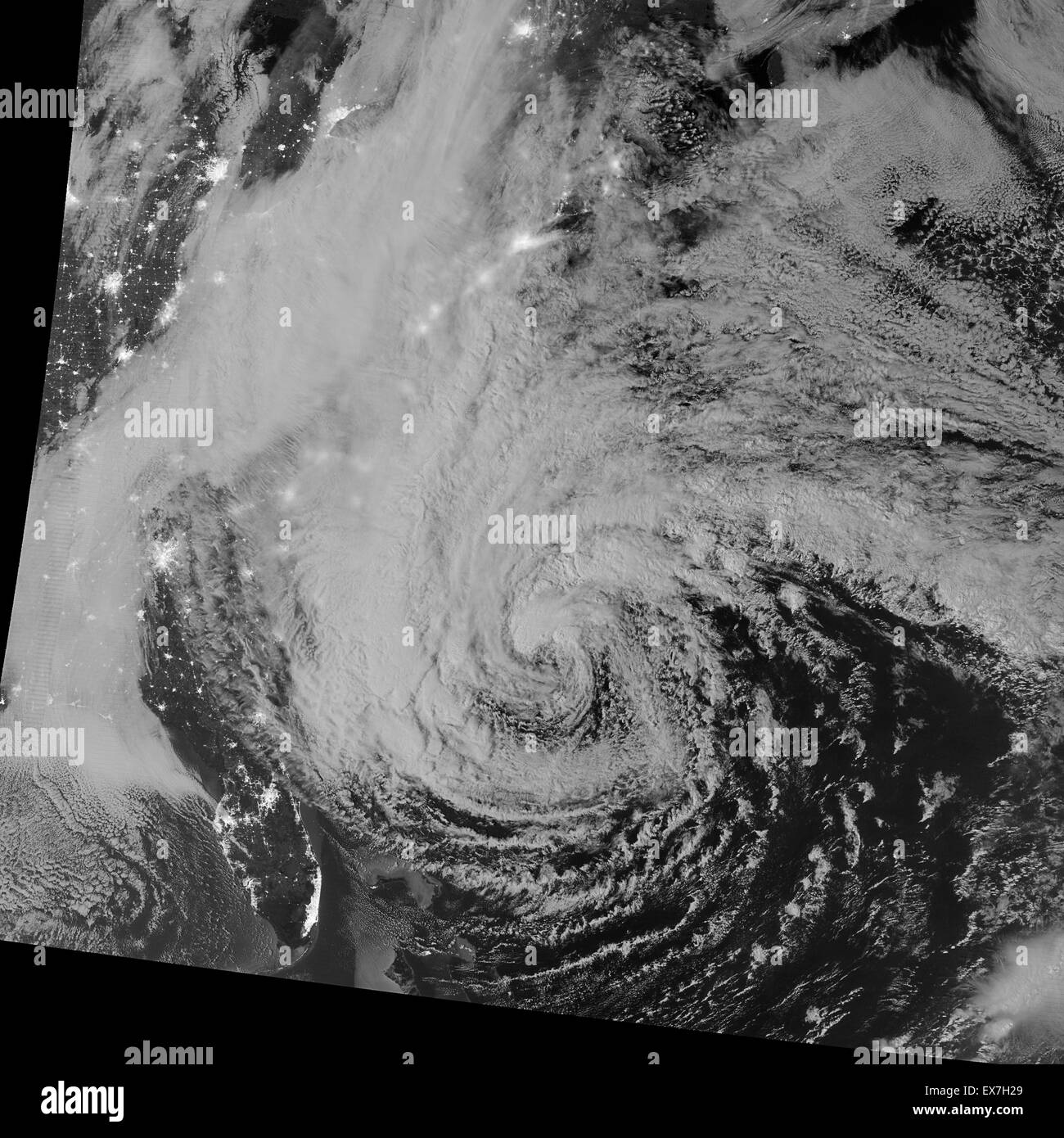 Satellitenbild des Hurrikans Sandy 2012 Stockfoto