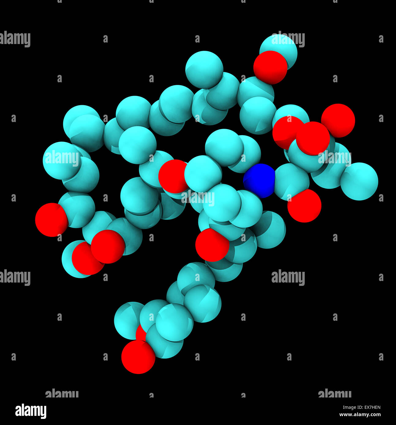 Computergenerierte Molekülmodell von Sirolimus, auch bekannt als rapamycin Stockfoto