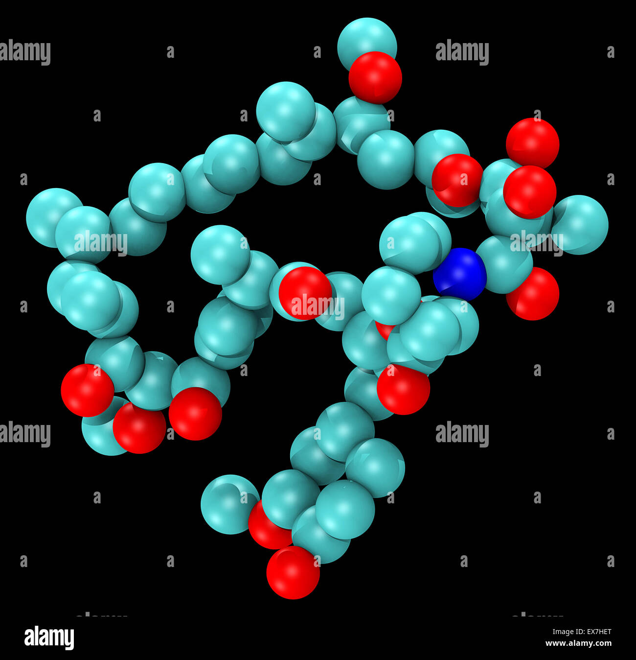 Computergenerierte Molekülmodell von Sirolimus, auch bekannt als rapamycin Stockfoto