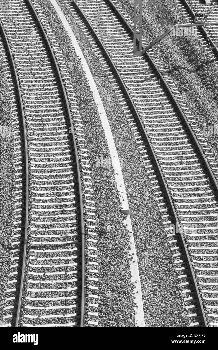Eisenbahnschienen in Spanien Stockfoto