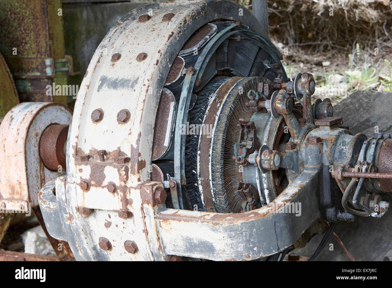 Strom-Stromerzeugungsanlagen im ehemaligen kleinen Wasserkraft Elektrizitätswerk in Hlidarendi Hvolsvöllur Island Stockfoto