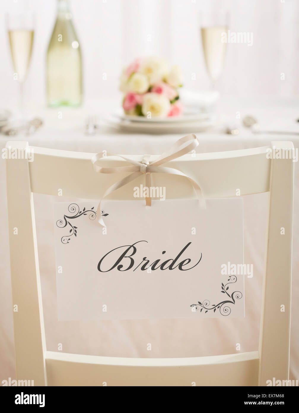 Braut Platz beim Jäten Rezeption Stockfoto