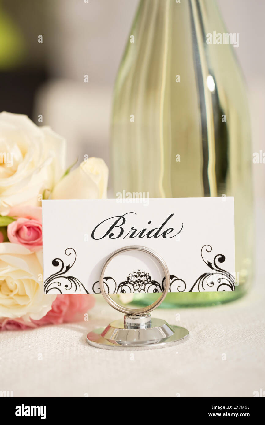 Braut-Gedeck-Karte Stockfoto