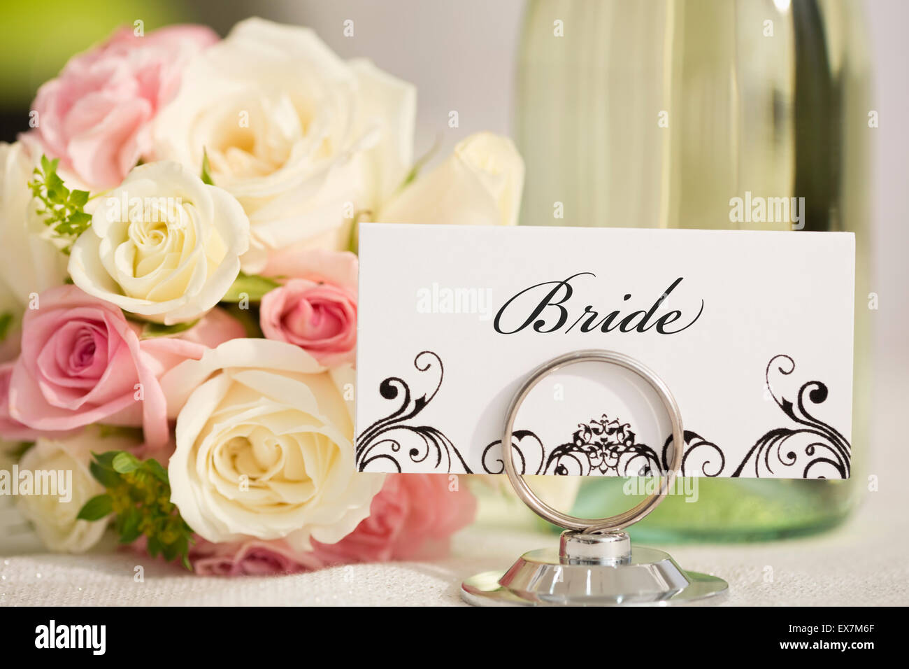 Braut-Gedeck-Karte Stockfoto