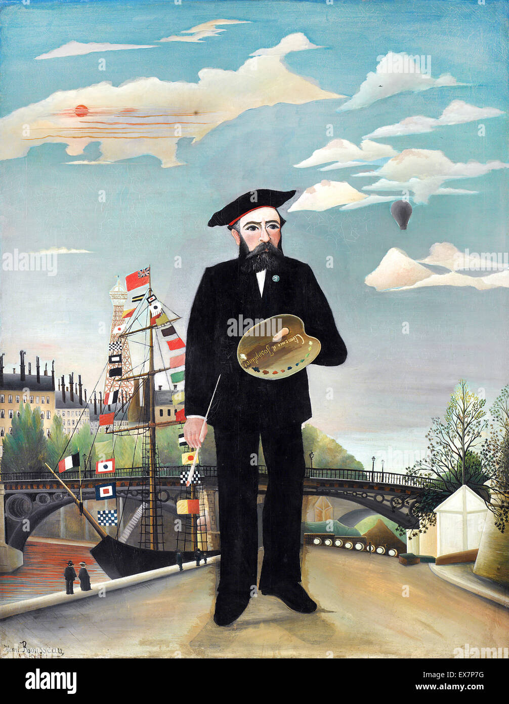 Henri Rousseau: Mich: Porträt – 1890 Landschaft Öl auf Leinwand. Nationalgalerie in Prag, Tschechien. Stockfoto