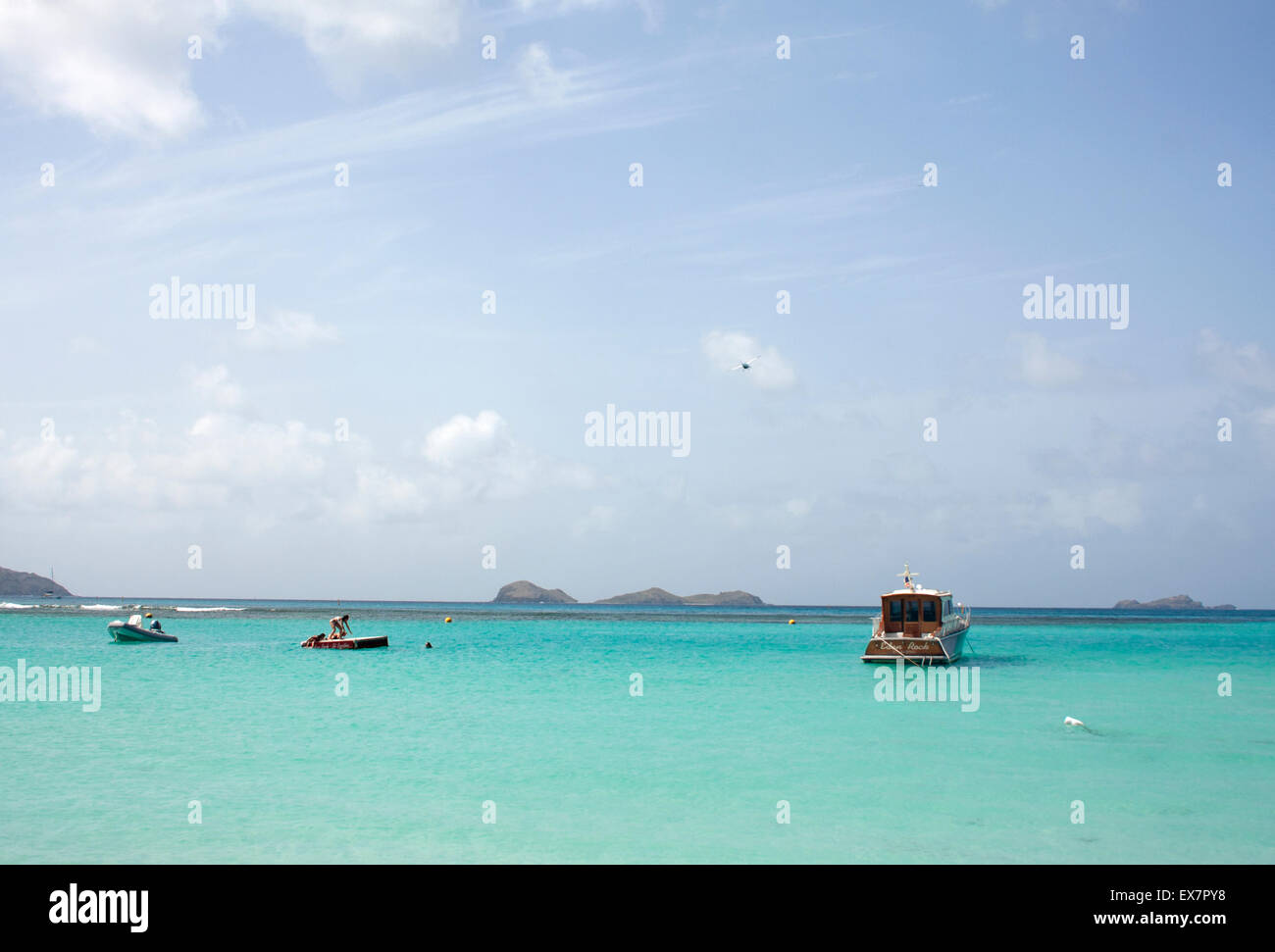 Eine schöne Aussicht auf St. Jean Bay in St. Barts, St. Jean Strand entnommen Stockfoto