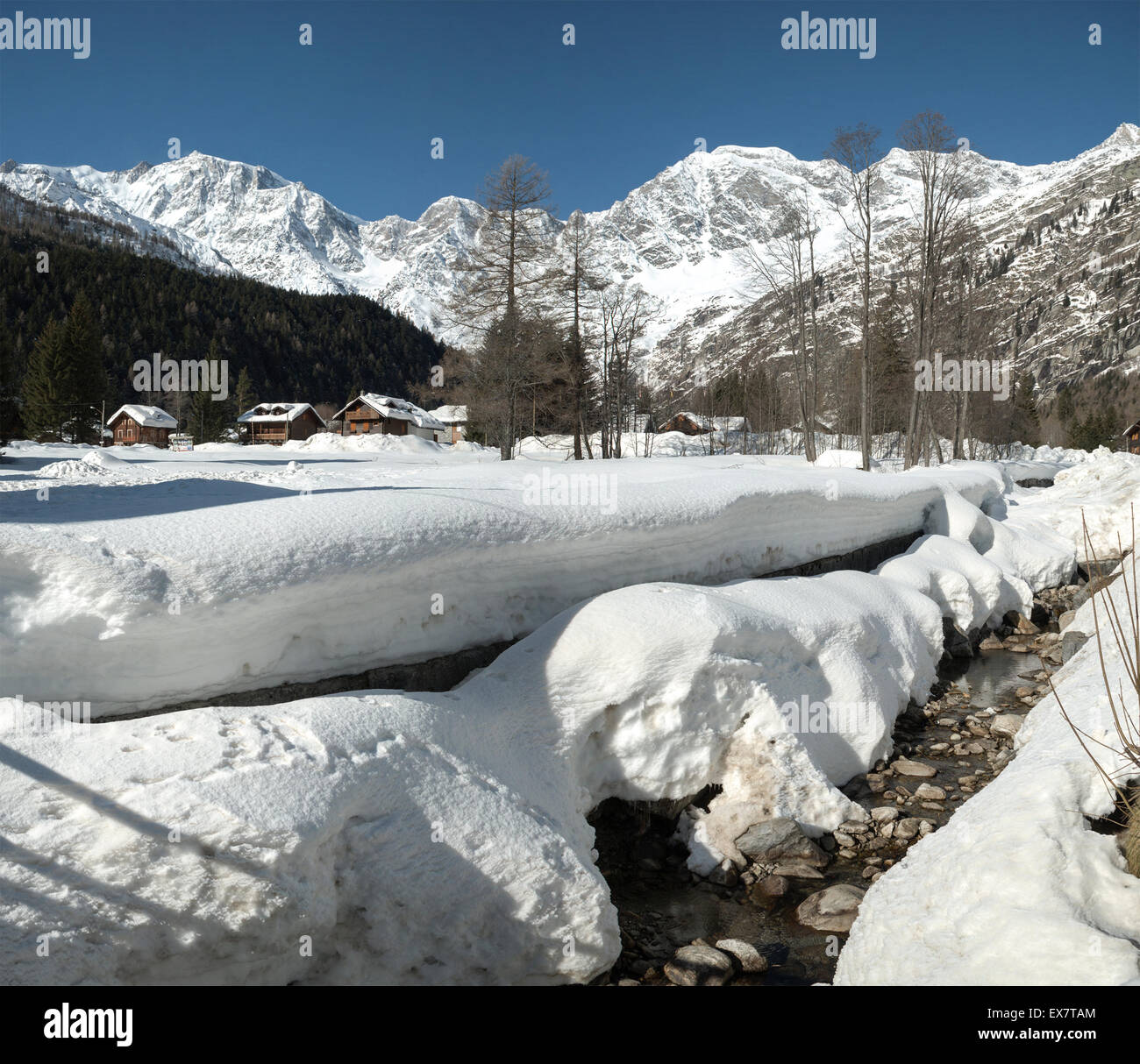 Macugnaga und Monte Rosa im Winter Saison, Piemont - Italien Stockfoto