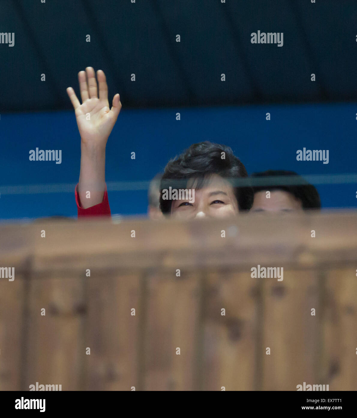 Park Geun-Hye, 3. Juli 2015: südkoreanischen Präsidenten Park Geun-Hye besucht die Eröffnungsfeier von der 28. Sommer Universiade 2015 Gwangju im Hauptstadion des Ereignisses in Gwangju, südlich von Seoul, Südkorea. © Lee Jae-Won/AFLO/Alamy Live-Nachrichten Stockfoto