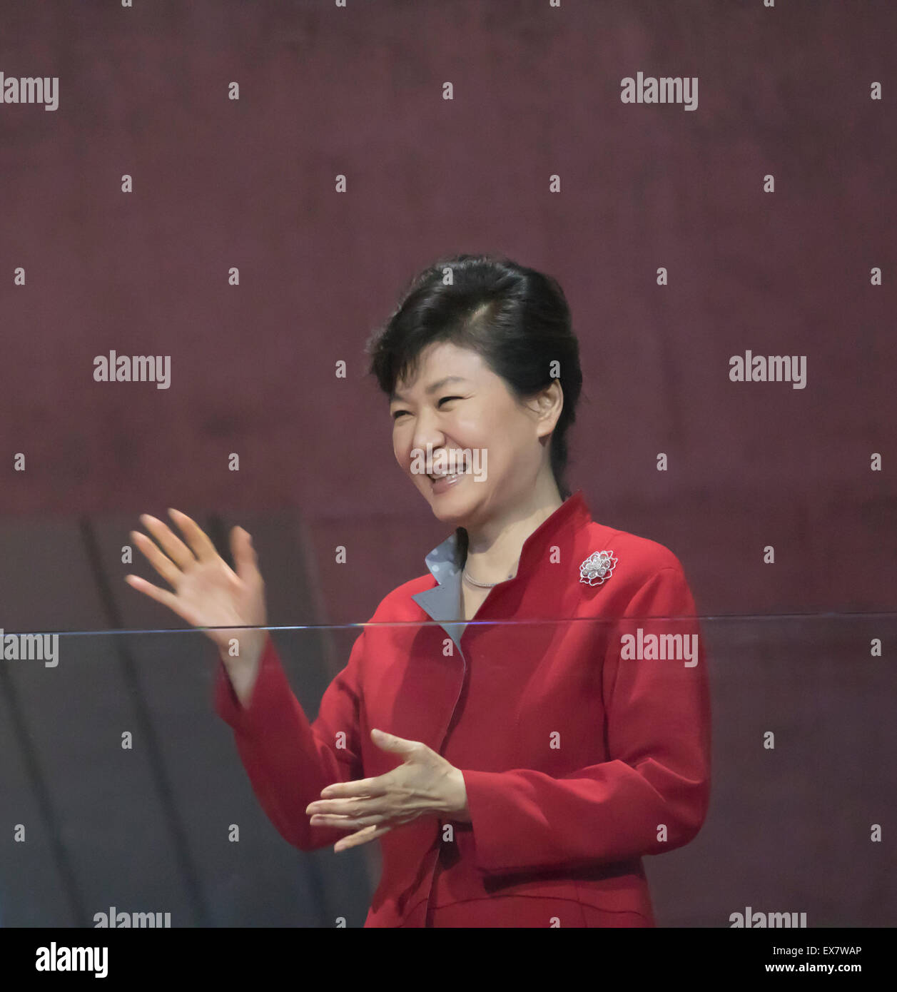 Park Geun-Hye, 3. Juli 2015: südkoreanischen Präsidenten Park Geun-Hye besucht die Eröffnungsfeier von der 28. Sommer Universiade 2015 Gwangju im Hauptstadion des Ereignisses in Gwangju, südlich von Seoul, Südkorea. © Lee Jae-Won/AFLO/Alamy Live-Nachrichten Stockfoto