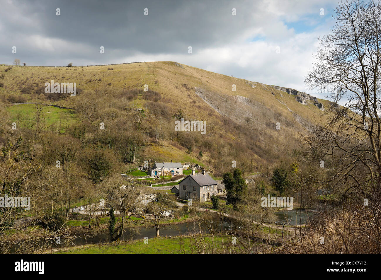 Derbyshire Weiler Litton Mill und Landschaft Peak District Derbyshire England Stockfoto