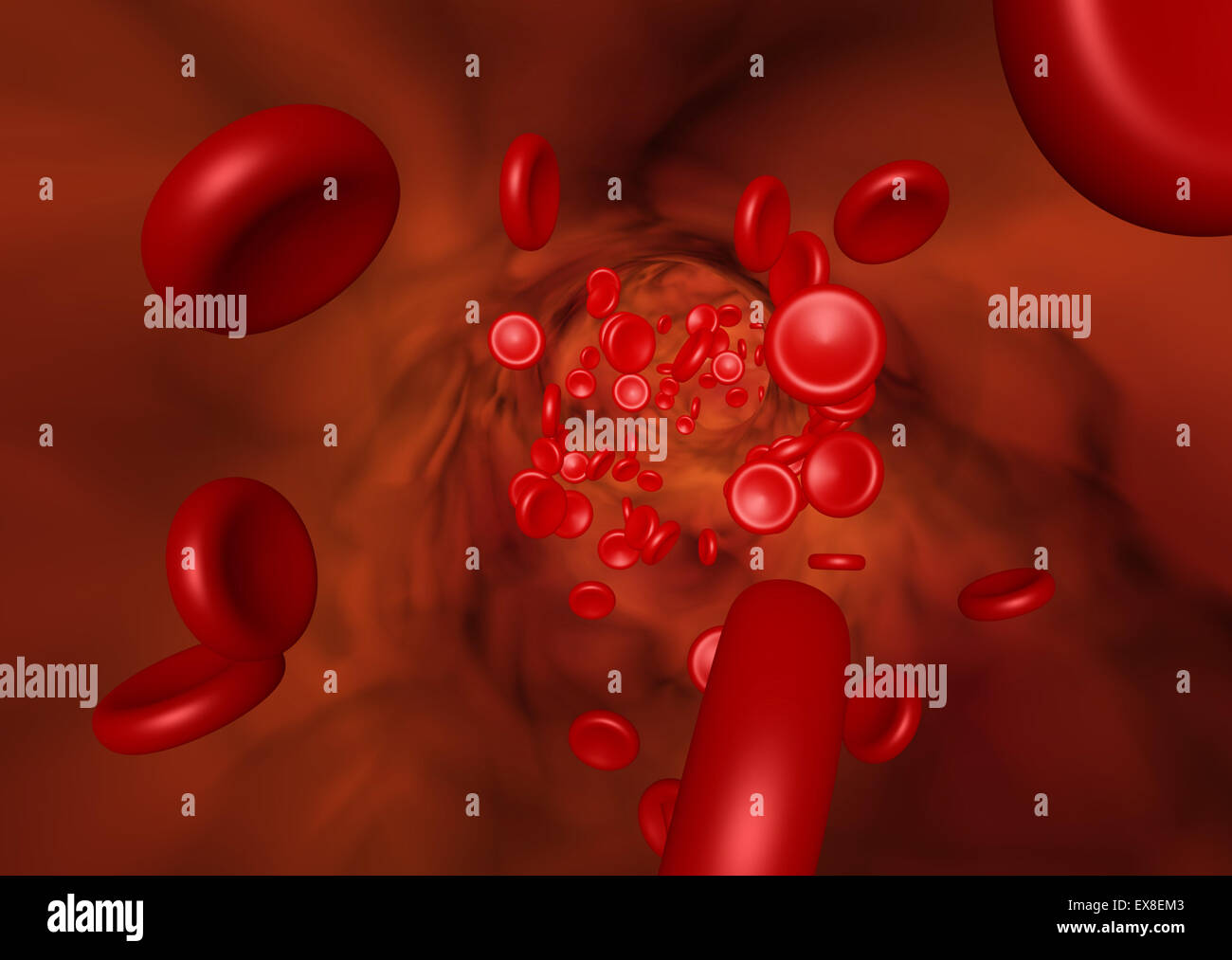 3D Darstellung der roten Blutkörperchen fließen Stockfoto