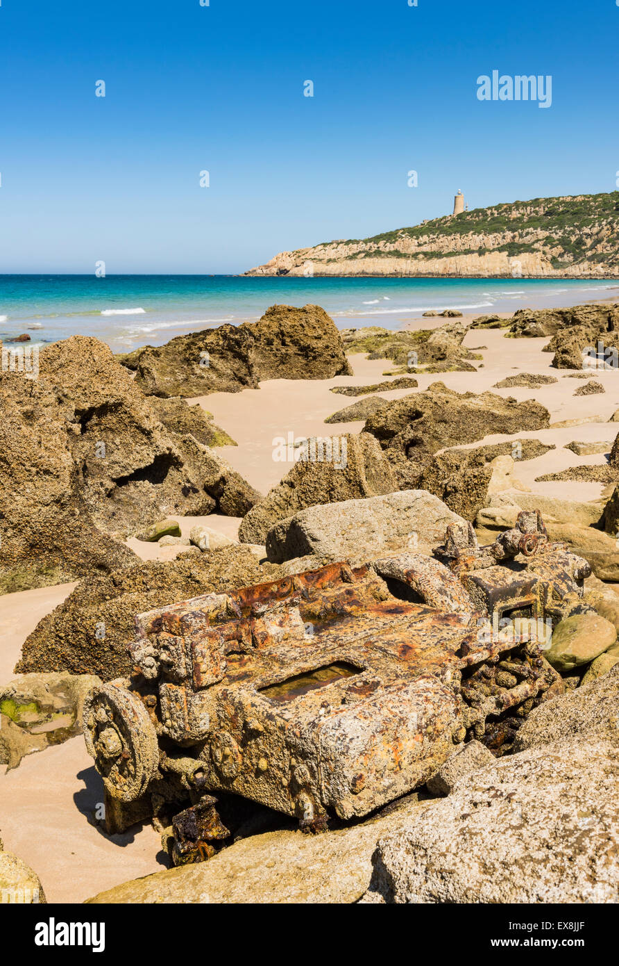 Punta Carnero, Tarifa, Costa De La Luz, Cádiz, Andalusien, Spanien. Stockfoto