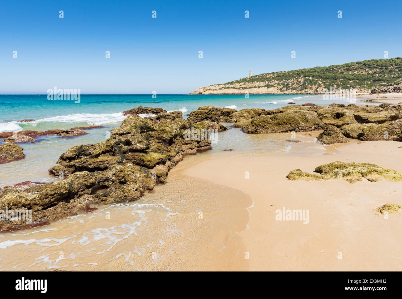 Punta Carnero, Tarifa, Costa De La Luz, Cádiz, Andalusien, Spanien. Stockfoto