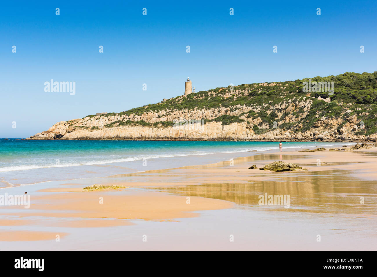 Punta Carnero, Tarifa, Costa De La Luz, Cádiz, Andalusien, Spanien. Stockfoto