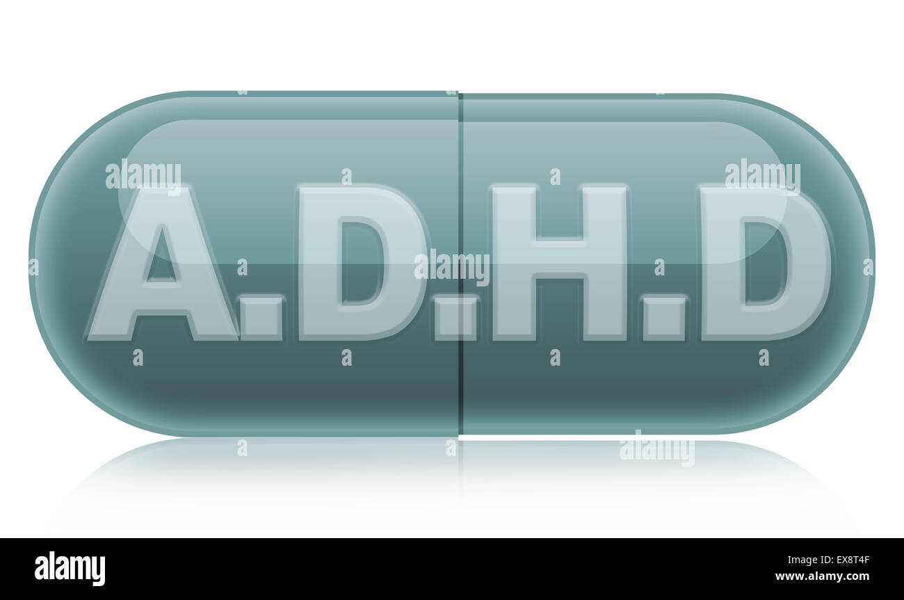 Blaue A.D.H.D Pille Stockfoto