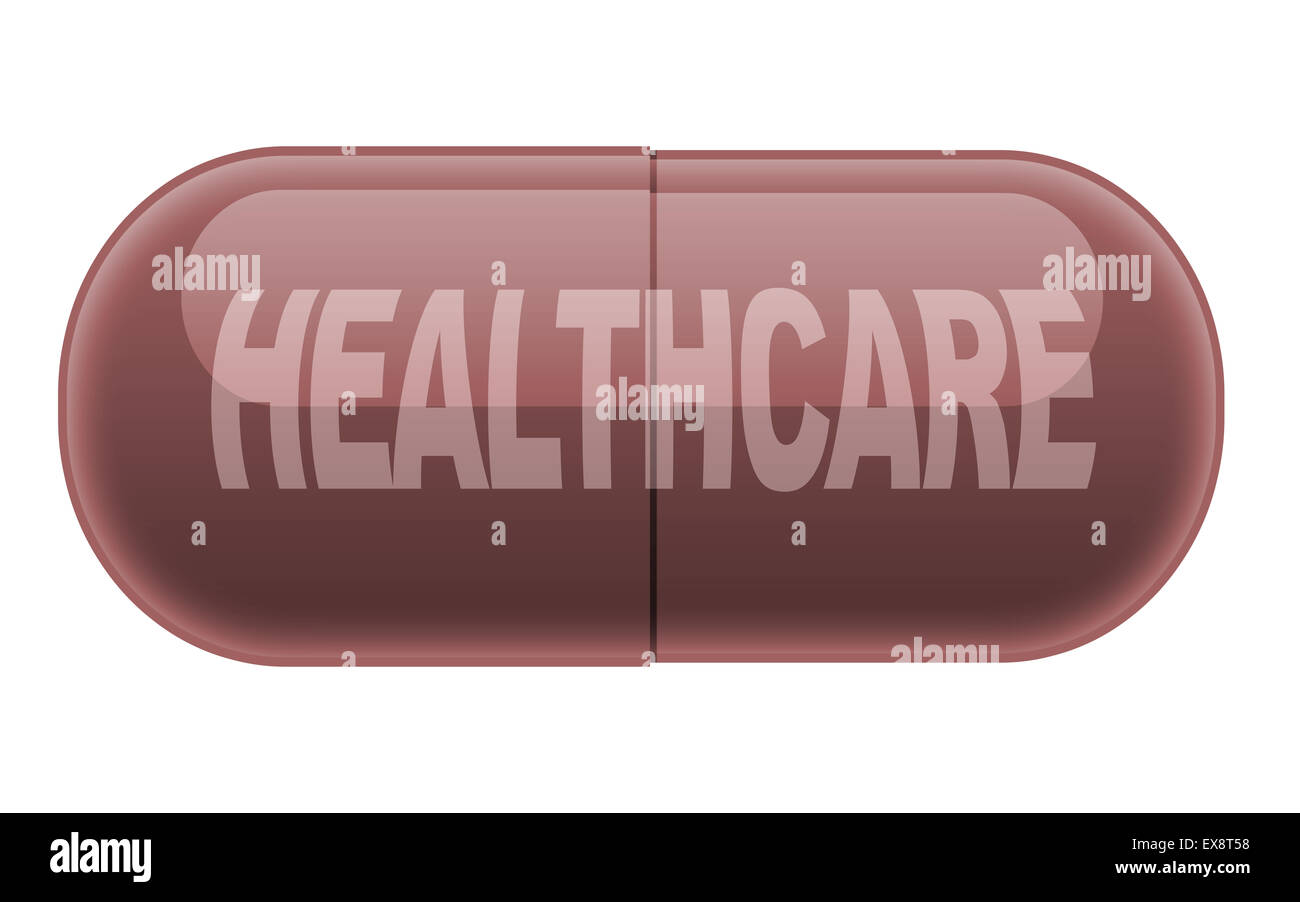 Rote Pille mit medizinischen text Stockfoto