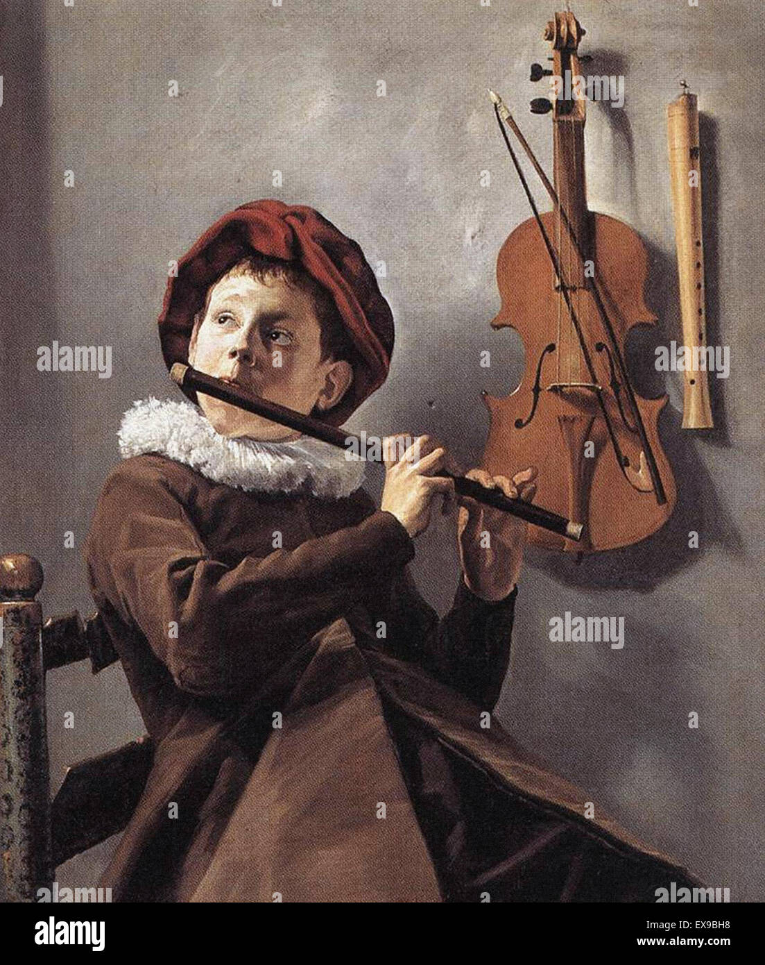 Judith Leyster junge Flute Player Stockfoto