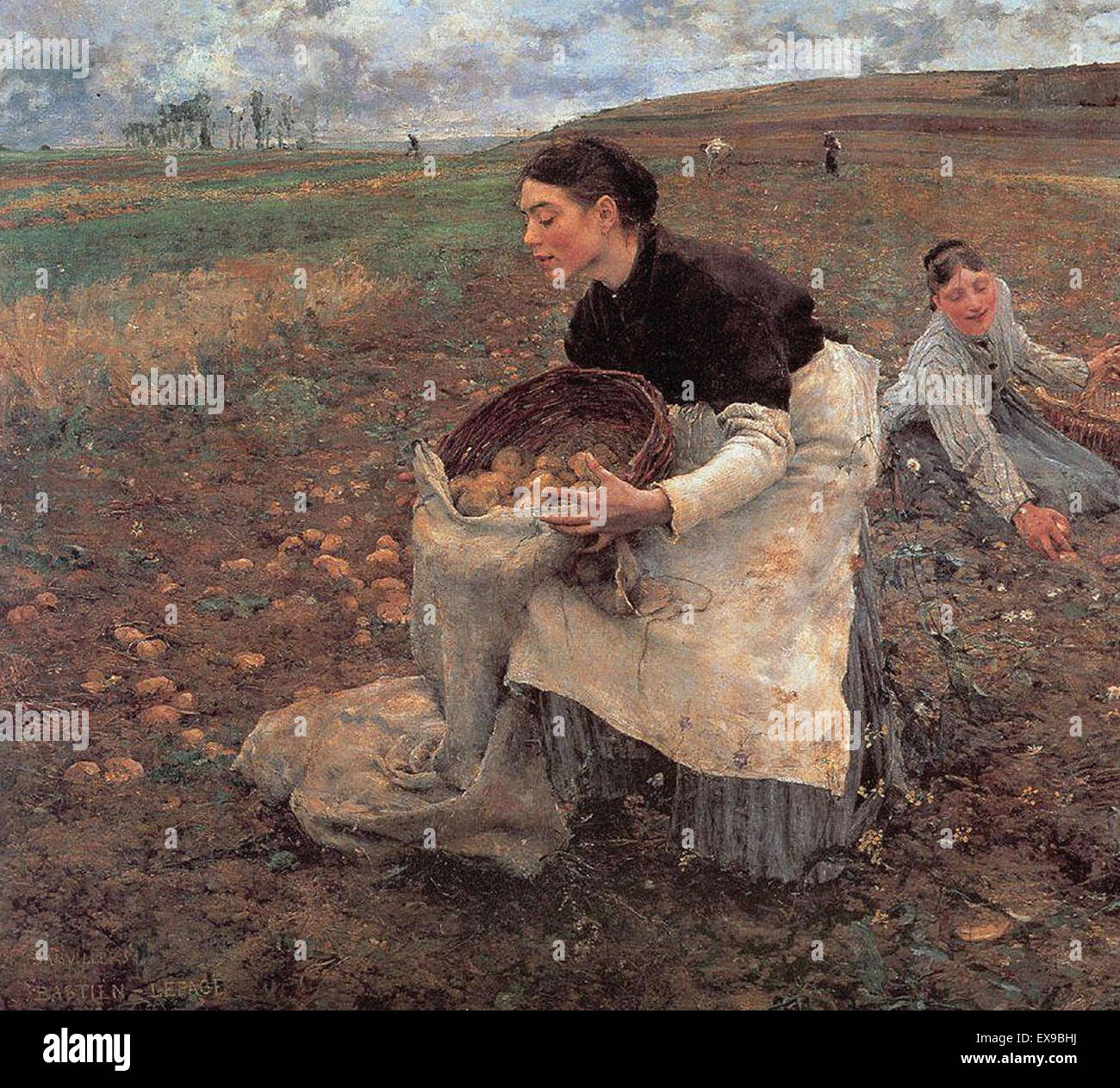 Jules Bastien-Lepage Oktober sammeln Kartoffeln Stockfoto