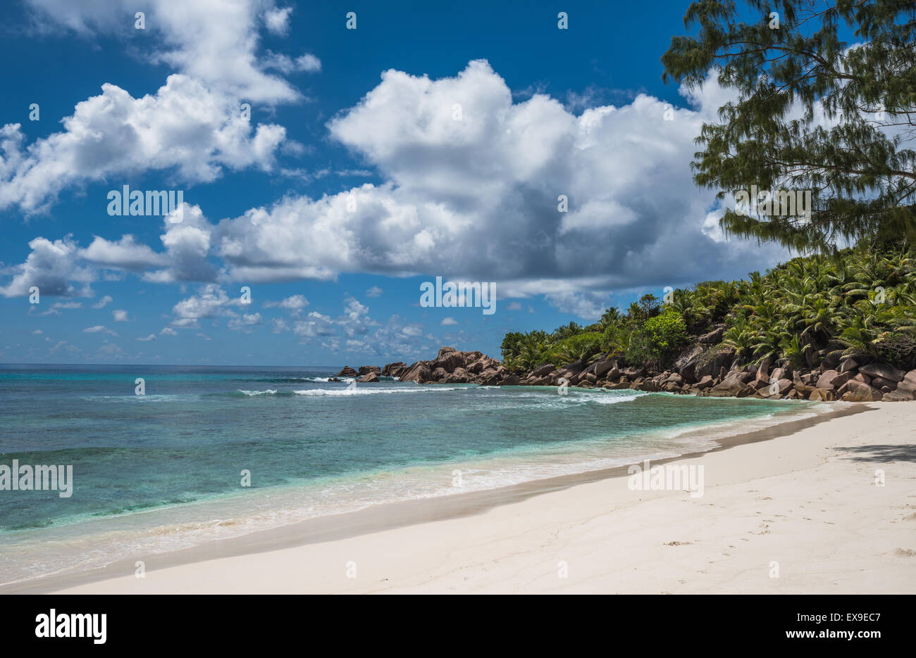 Tropischer Strand Anse Coco, La Digue Island, Seychellen Stockfoto Tropischer Strand Anse Coco, La Digue Island, Seychellen Stockfoto