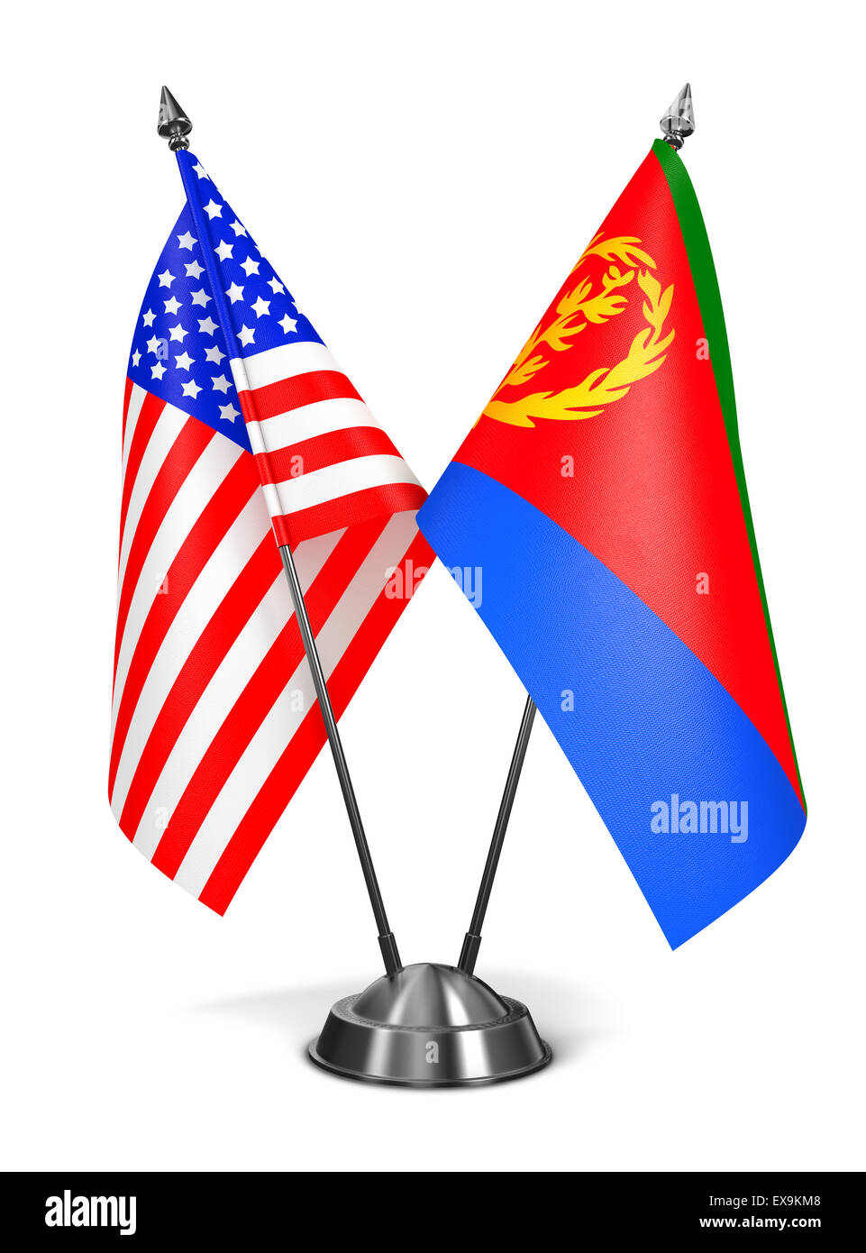 USA und Eritrea - Miniatur-Flags. Stockfoto