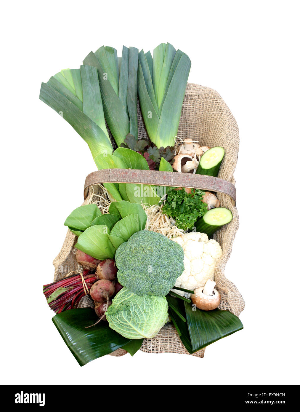 Ein Display Korb mit frisch geernteten Gemüse. Stockfoto
